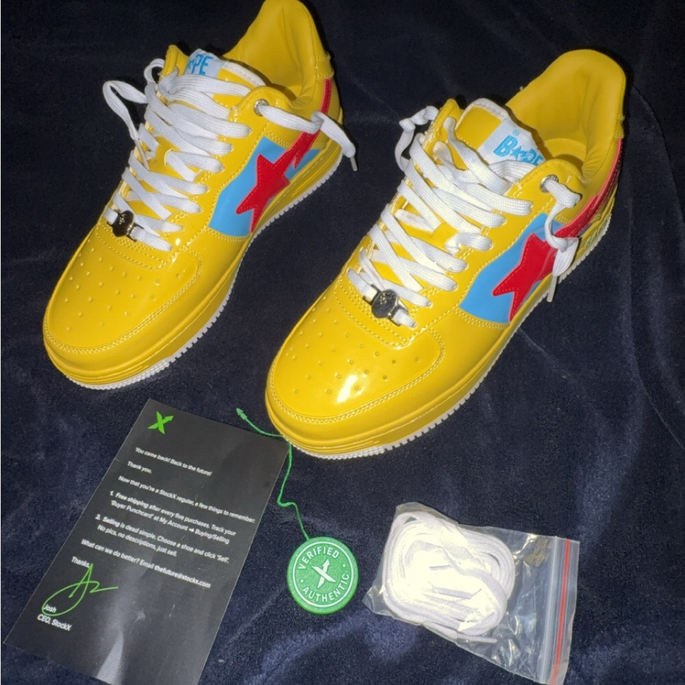Bape Kids Sneakers in Yellow with Red and Blue Highlights